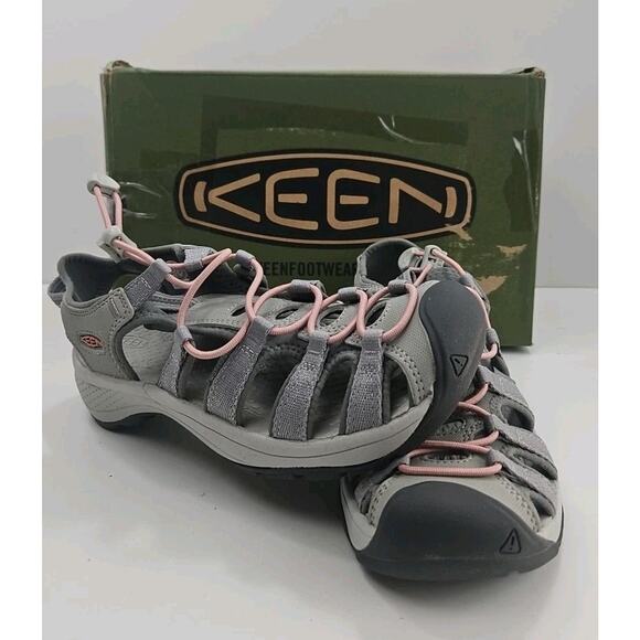Keen US 7 Astoria West Womens Grey Coral Pink Closed Toe Trail Sandals - Picture 1 of 7